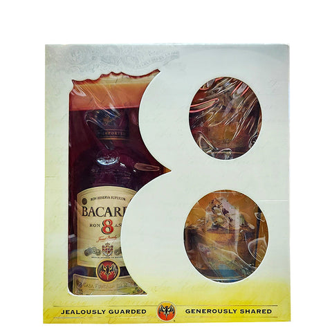 Bacardi Gold Reserva Superior 8 Year Glass Gift Set Rum - 750ml