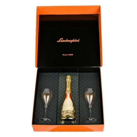 Lamborghini Gold Pinot-Chardonnay Brut Gift Set with 2 Crystal Glasses - 750ml