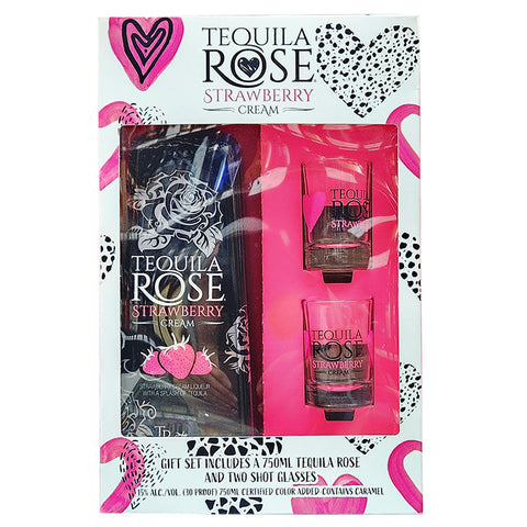 Tequila Rose Strawberry Gift Set Shot Glass -750ml