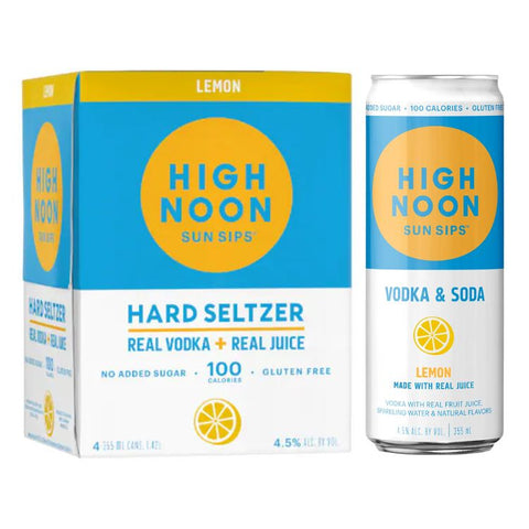 High Noon Lemon Vodka Hard Seltzer - 355ml x 4