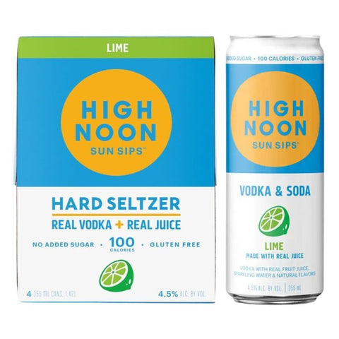 High Noon Lime Vodka Hard Seltzer - 355ml x 4
