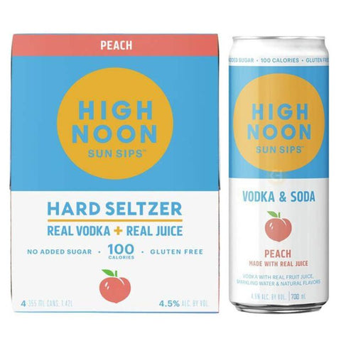 High Noon Peach Vodka Hard Seltzer - 355ml x 4