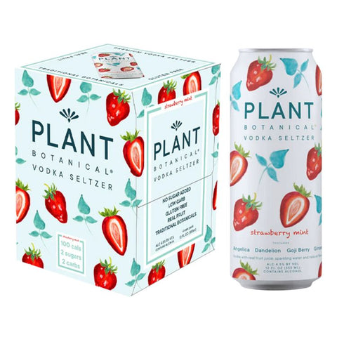 Plant Botanical Strawberry Mint Vodka Seltzer - 12oz x 4