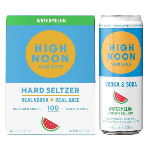 High Noon Watermelon Vodka Hard Seltzer - 355ml x 4