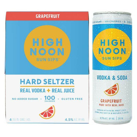 High Noon Grapefruit Vodka Hard Seltzer - 355ml x 4