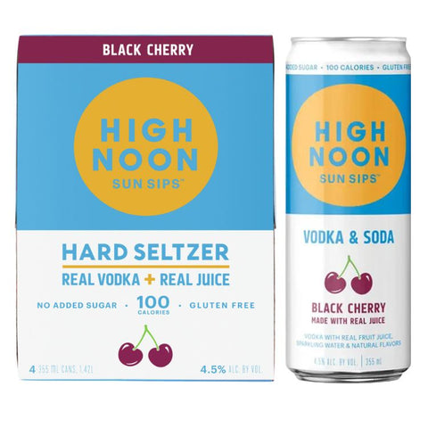 High Noon Black Cherry Vodka Hard Seltzer - 355ml x 4